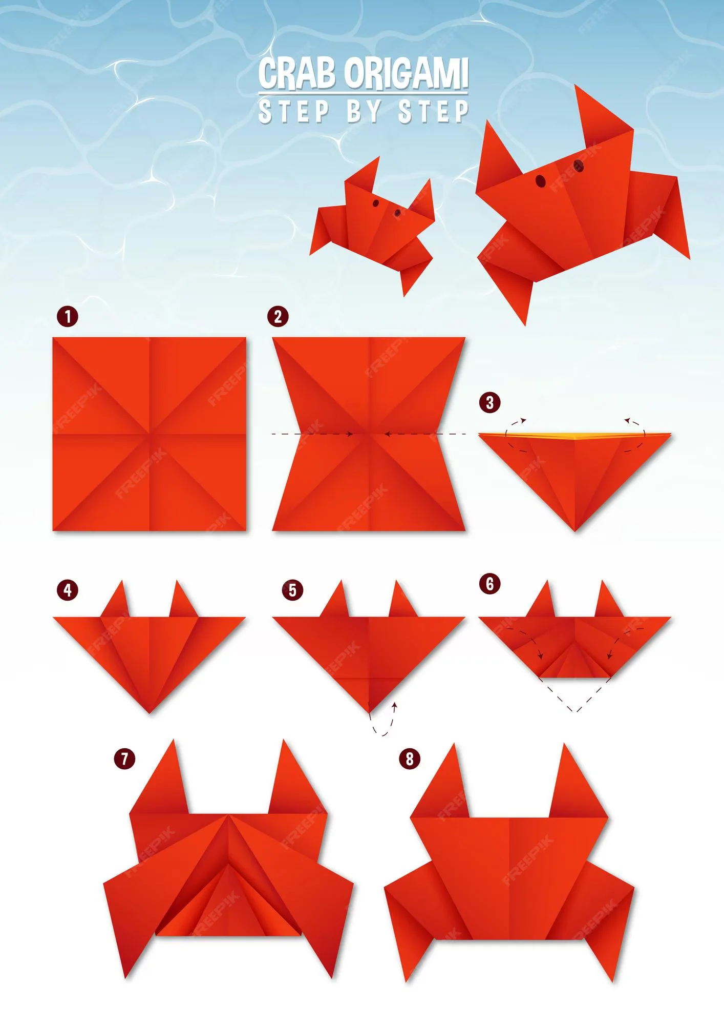 how make crab origami instruction step by step