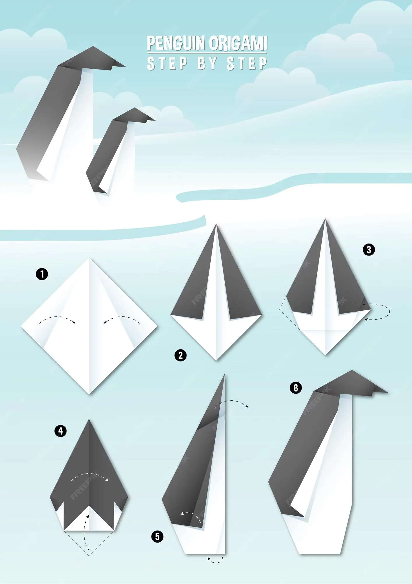how make penguin origami instruction step by step