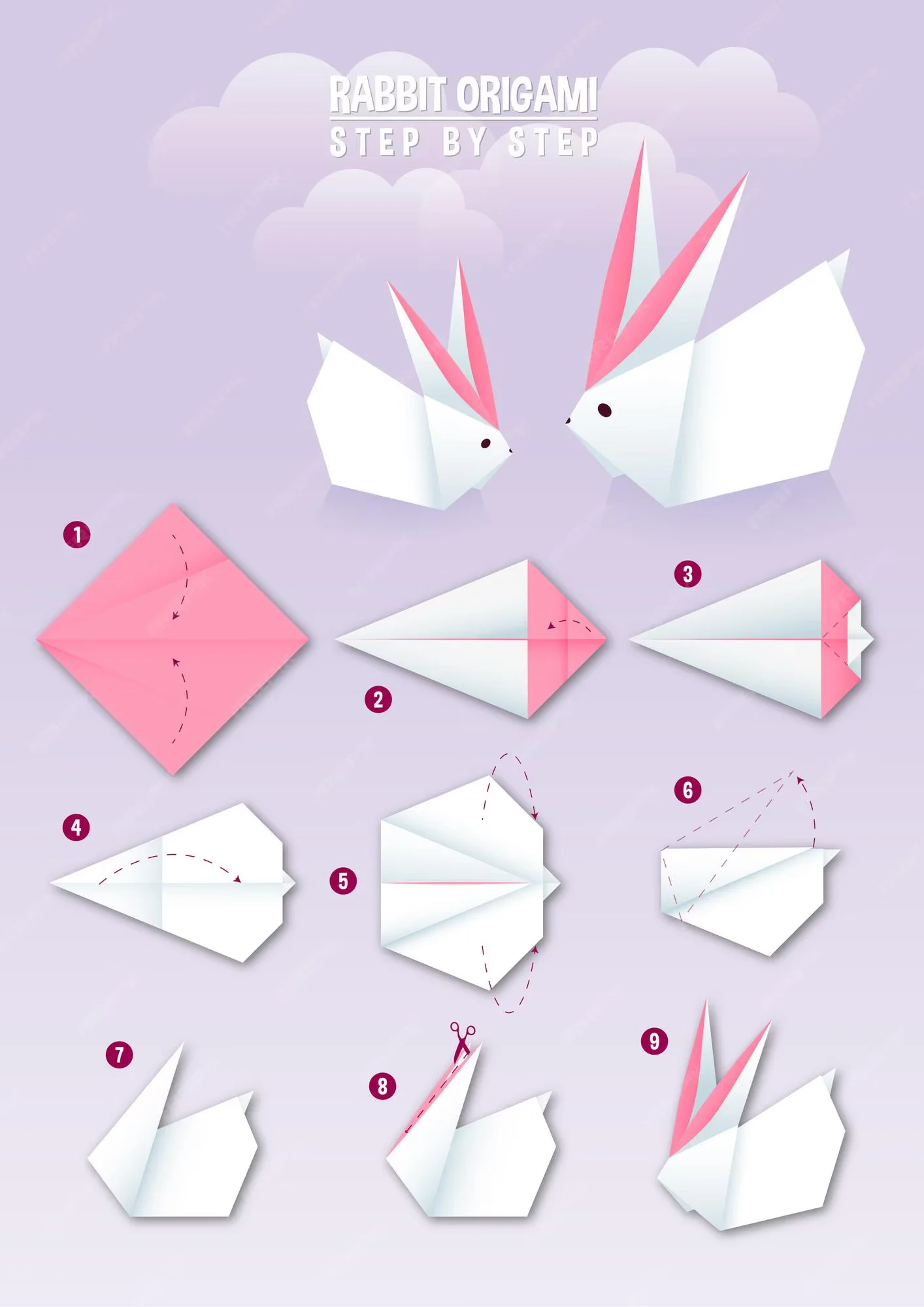 How to make Origami Rabbit Folding Step by Step