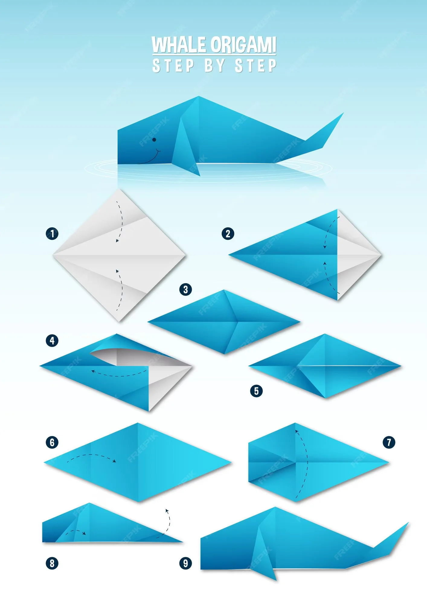 How to Make an Easy Origami Whale - Folding Instructions